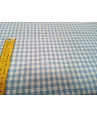 Vichi 70% poliester 30% algodón celeste 1.60 ancho, 0.50cm cuadro