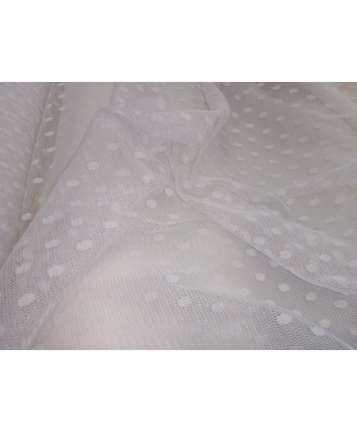 Tul plumeti 1.40 de ancho topo grande blanco