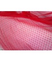 Tul plumeti 1.40 de ancho topo pequeño rojo