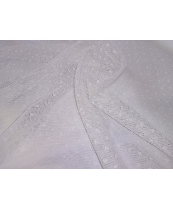 Tul plumeti 1.40 de ancho topo pequeño blanco