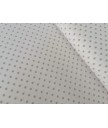 Pique canutillo fondo blanco lunar gris  65% poliester 35% algodon 1.50 ancho