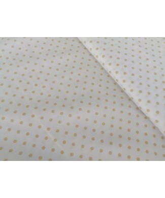 Pique canutillo blanco lunar camel 65% poliester 35% algodon  1.50 de ancho