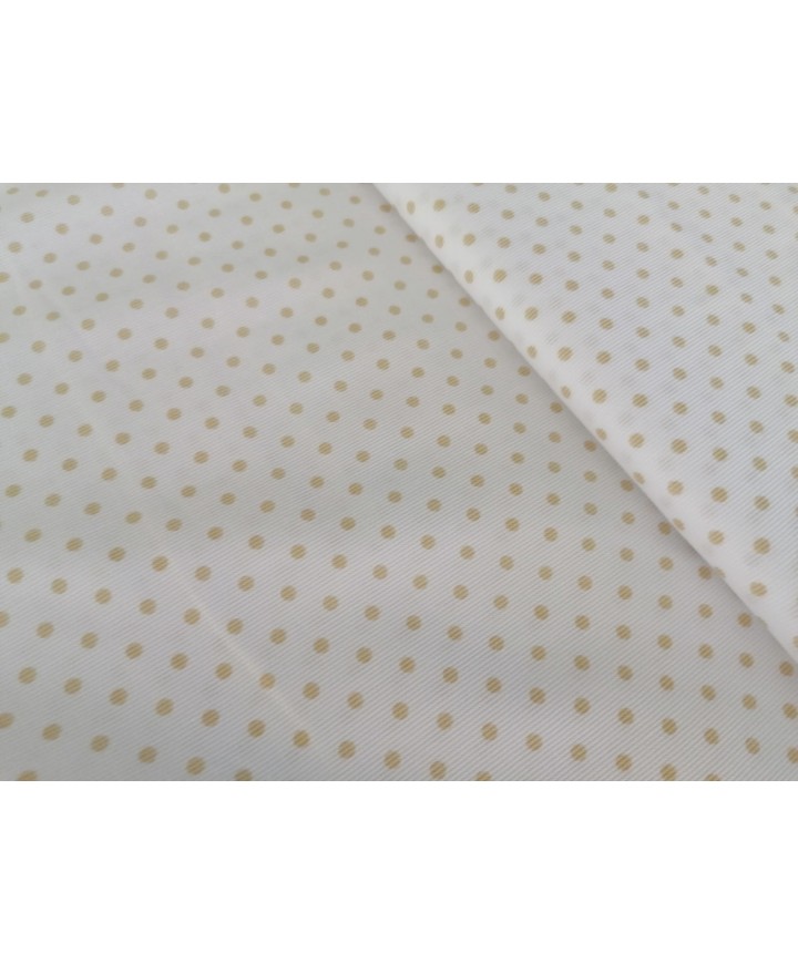 Pique canutillo blanco lunar camel 65% poliester 35% algodon  1.50 de ancho