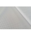 Pique canutillo 65% poliester 35% algodon fondo blanco lunar azul pequeño 1.50 ancho