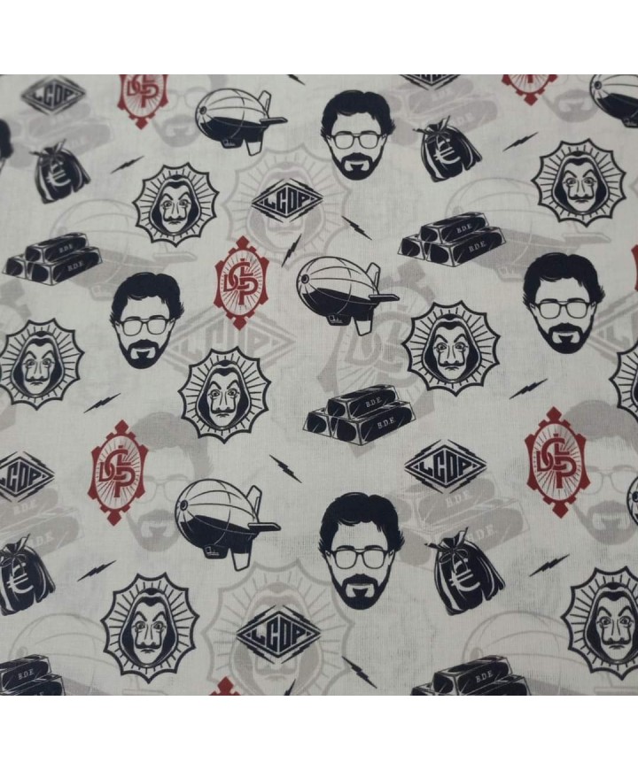 Algodon 100% Casa de Papel Profesor 1.50m ancho