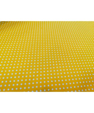 Algodón 100% lunares blancos fondo amarillo 1,50 de ancho
