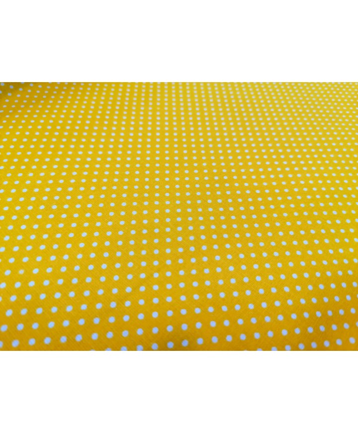 Algodón 100% lunares blancos fondo amarillo 1,50 de ancho