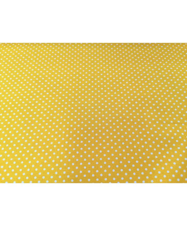 Algodón 100% lunares blancos fondo amarillo 1,50 de ancho