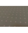 Pique canutillo fondo gris lunar rosa  65% poliester 35% algodon 1.50 ancho