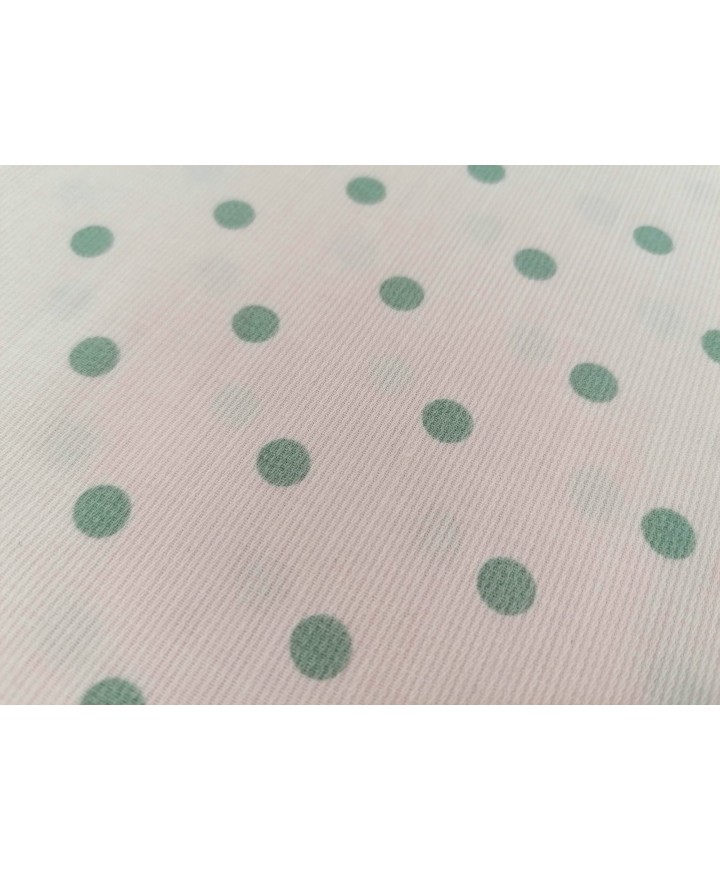 Pique canutillo fondo rosa lunar gris  65% poliester 35% algodon 1.50 ancho