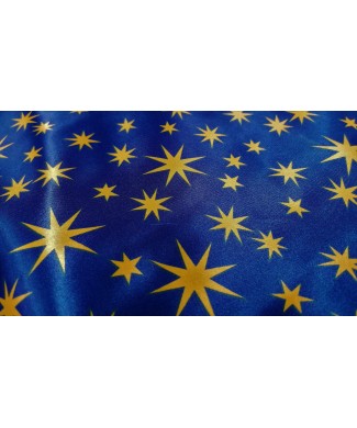 Raso azulon estrellas amarillas 100% poliester 1,50 de ancho