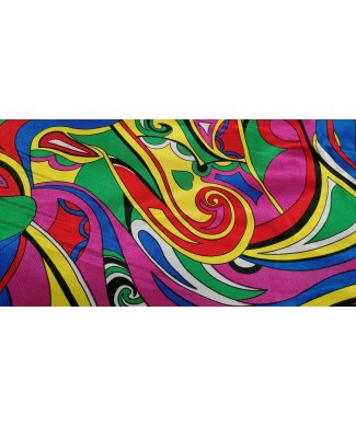 Raso psicodelico multicolor 100% poliester 1.50 de ancho