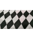Raso rombos blanco y negro 100% poliester 1.50 de ancho