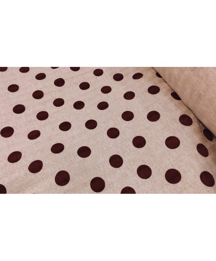 Punto de algodon fondo rosa lunar granates 60% poliester 33% viscosa 7% elastan 1.50 ancho