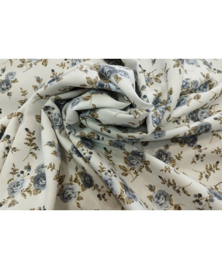 Viella flores azules fondo beige 100% Algodón 1,50m ancho