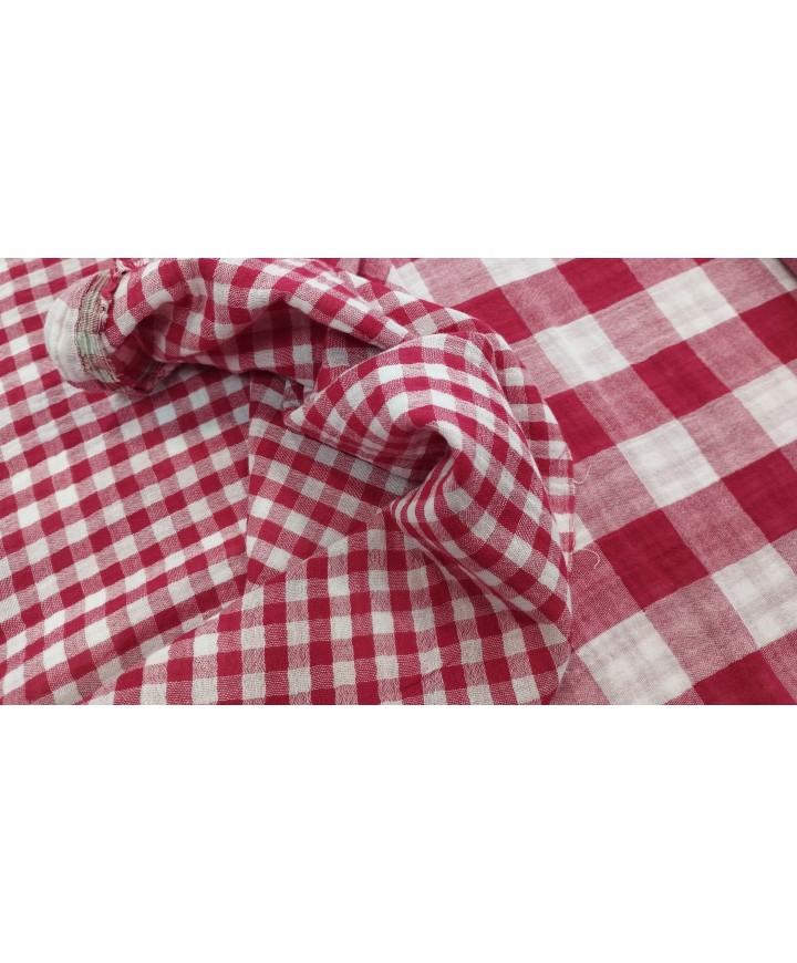Muselina reversible cuadro vichi rojo100% algodón 1,40 de ancho 