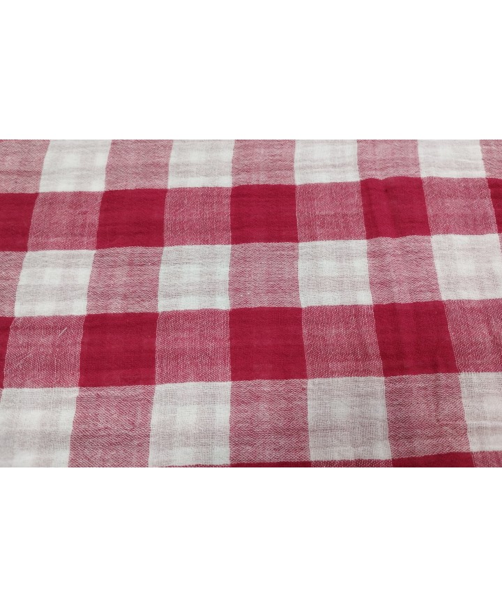 Muselina reversible cuadro vichi rojo100% algodón 1,40 de ancho 