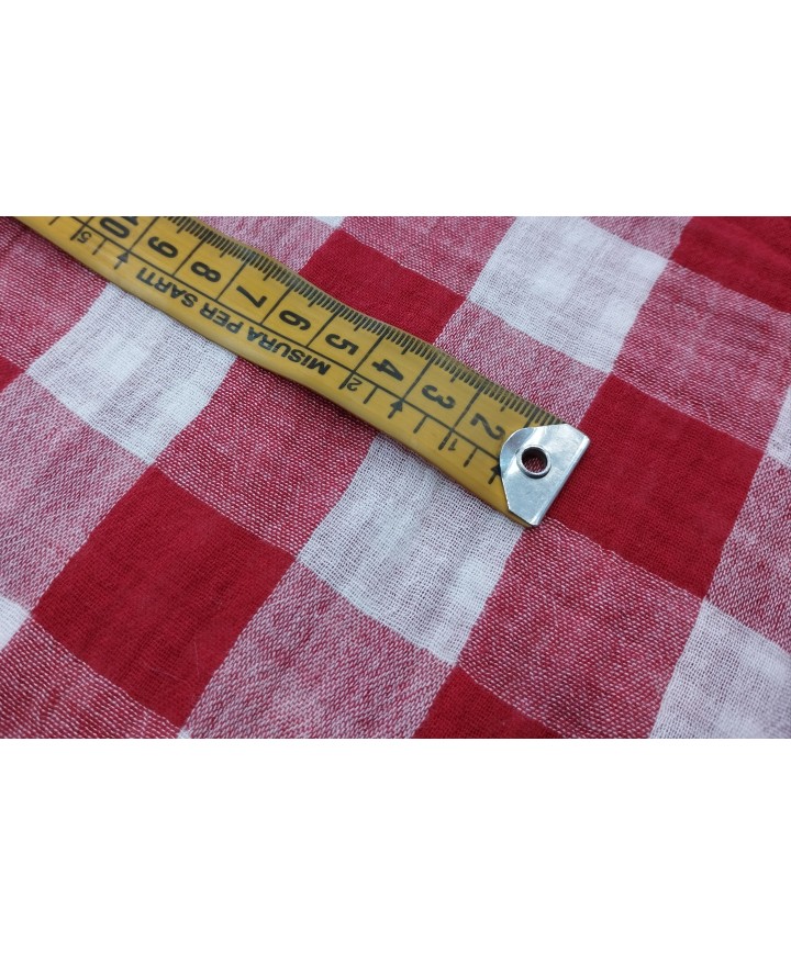 Muselina reversible cuadro vichi rojo100% algodón 1,40 de ancho 