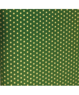 Algodón 100% Navidad estrellas doradas fondo verde 1.40m ancho