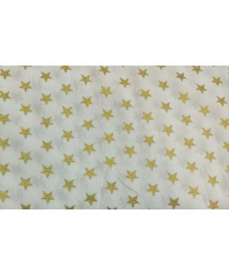 Algodón 100% Navidad estrellas doradas fondo blanco 1.40m ancho