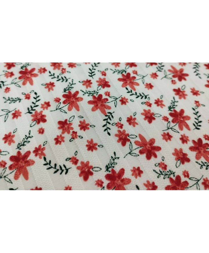 Algodón 100% otomán flores  coral 1.50 ancho