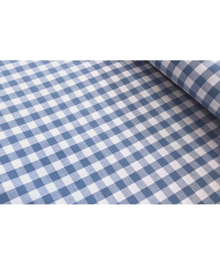 Vichi 100% algodón azul añil 1,50 ancho cuadro 1cm
