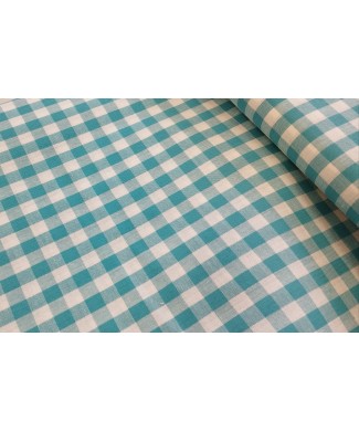 Vichi 100% algodón turquesa 1,50 ancho cuadro 1cm