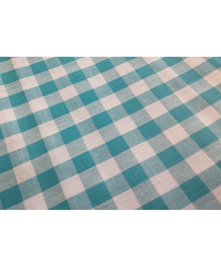 Vichi 100% algodón turquesa 1,50 ancho cuadro 1cm