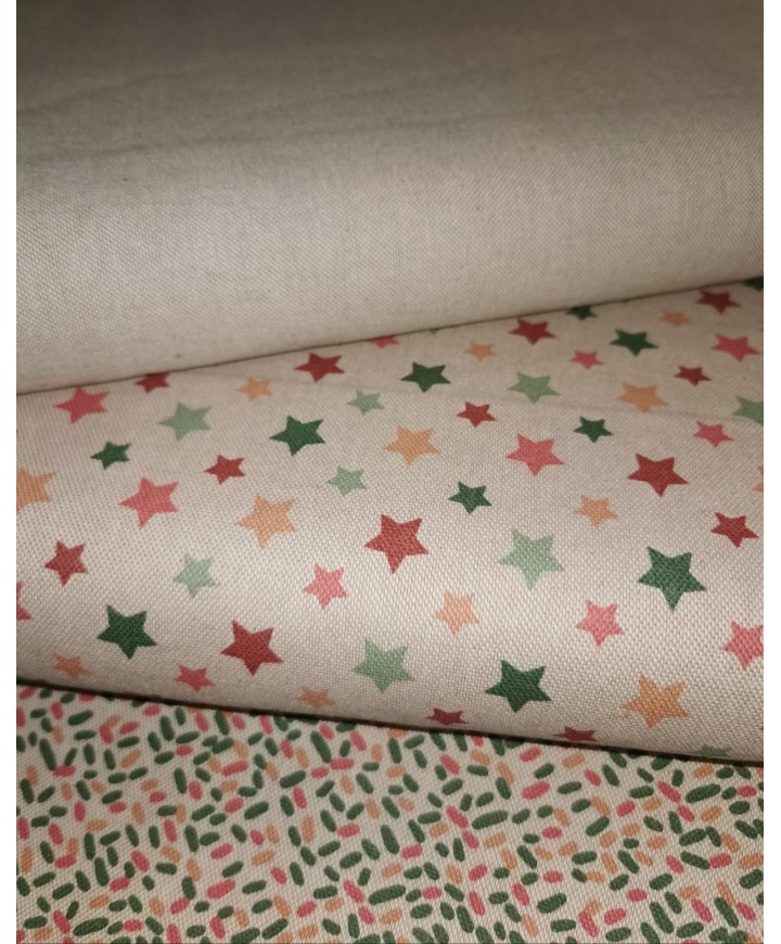 Algodón 100% efecto lino estrellas 1,50 de ancho