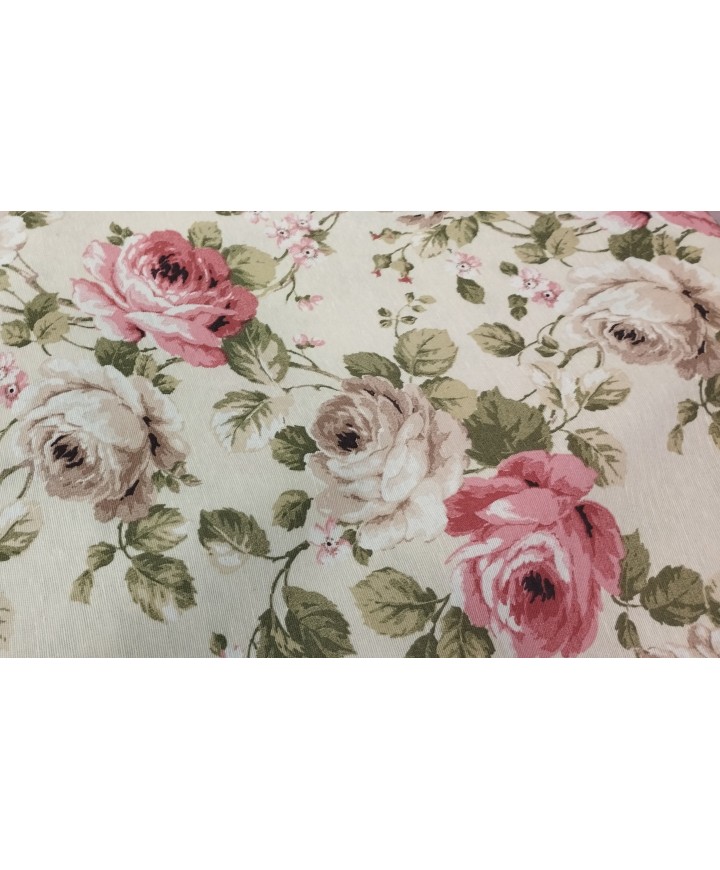 Loneta estampada cretona rosas 30% poliester 70% algodon 2.80 de ancho