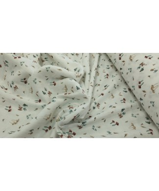 Muselina 100% algodón blanca estampado setas1,40m  ancho