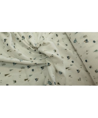 Muselina 100% algodon fondo blanco invierno  1,40 de ancho