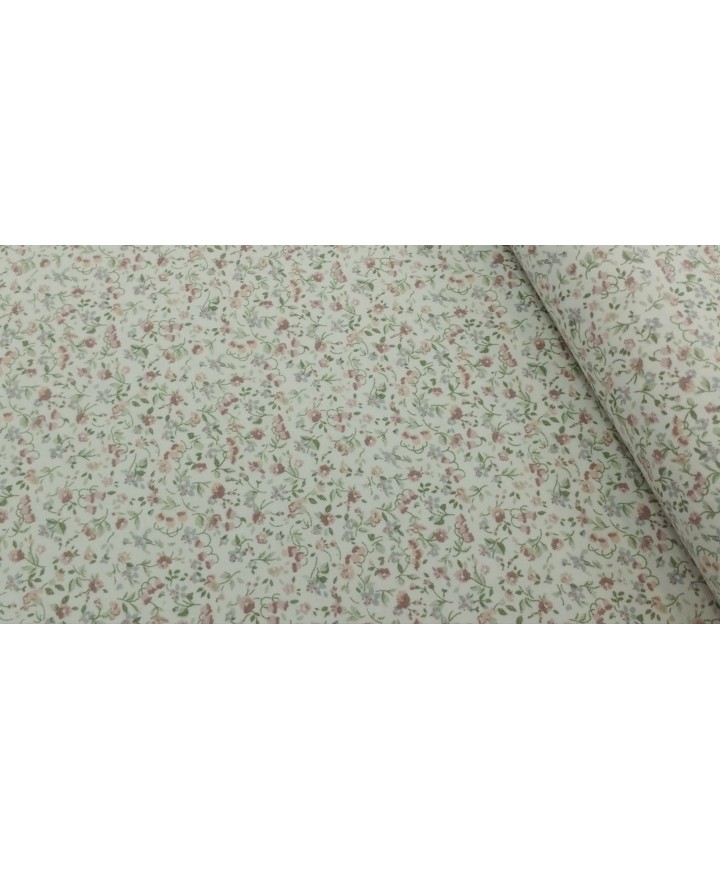 Viella fondo blanco flor Liberty pasteles 100% algodón 1,50m ancho