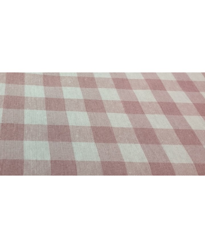 Loneta 70% algodón 30% poliester cuadro vichi rosa elpolvado 2.80m ancho