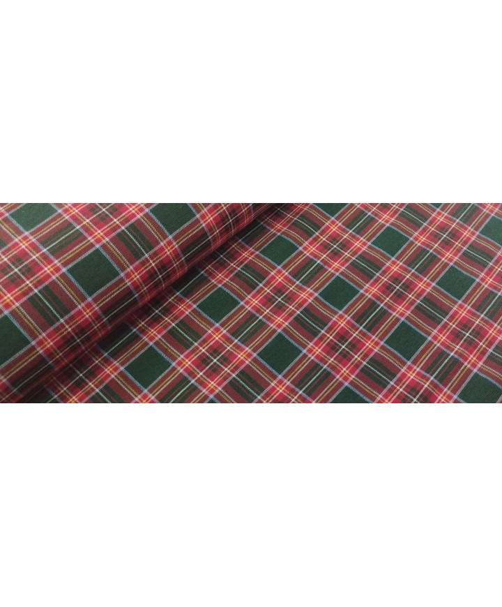 Loneta 50% algodón 59% poliéster cuadro escoces pequeño rojos y verdes 3,20 ancho