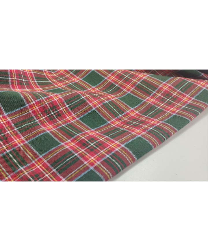 Loneta 50% algodón 59% poliéster cuadro escoces pequeño rojos y verdes 3,20 ancho