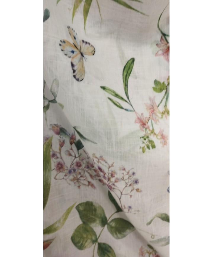 Visillo mariposas verdes con plomo y 2,80 de ancho100% poliester 