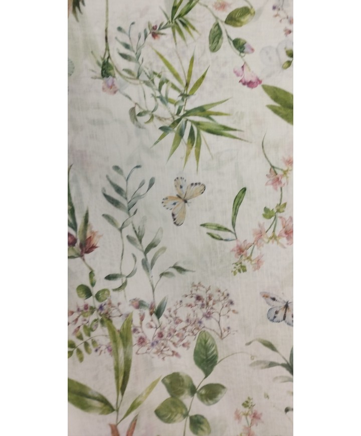 Visillo mariposas verdes con plomo y 2,80 de ancho100% poliester 