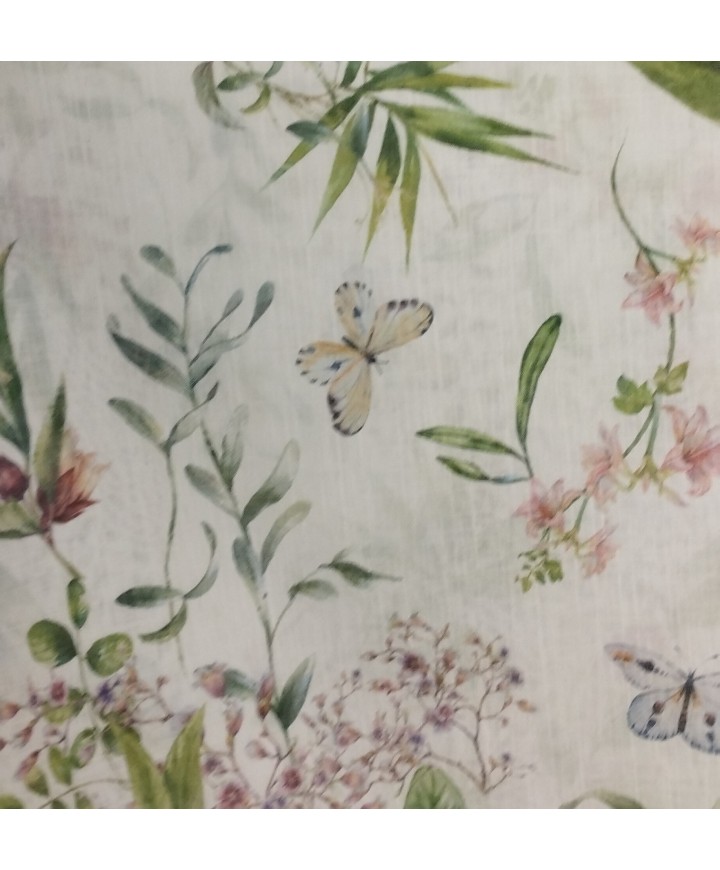 Visillo mariposas verdes con plomo y 2,80 de ancho100% poliester 