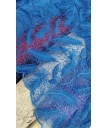 Tul bordado plumas azulon doble terminación 100% poliester